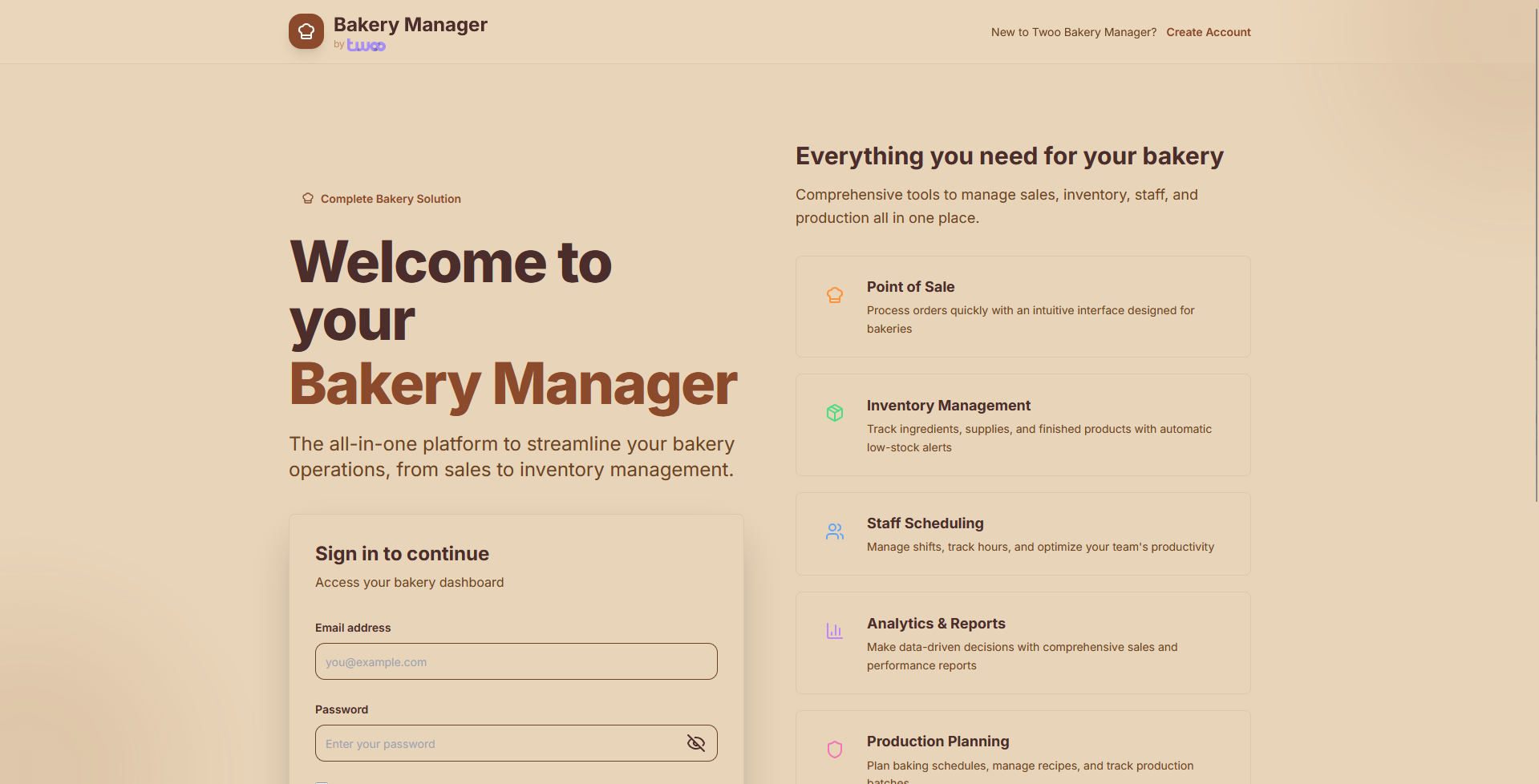 Bakery Manager Interface
